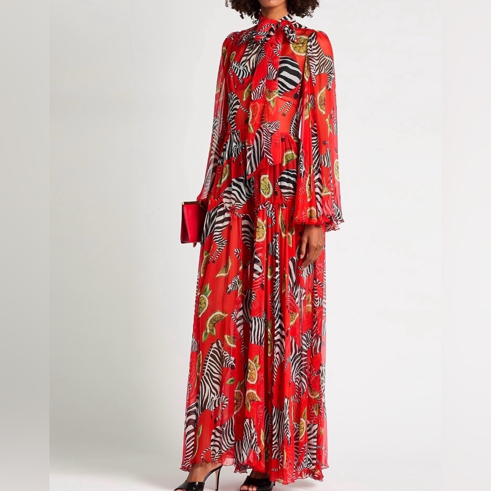 Dolce & Gabbana Red, Black & White Zebra and Fruit Print jumpsuit IT 42 NWT